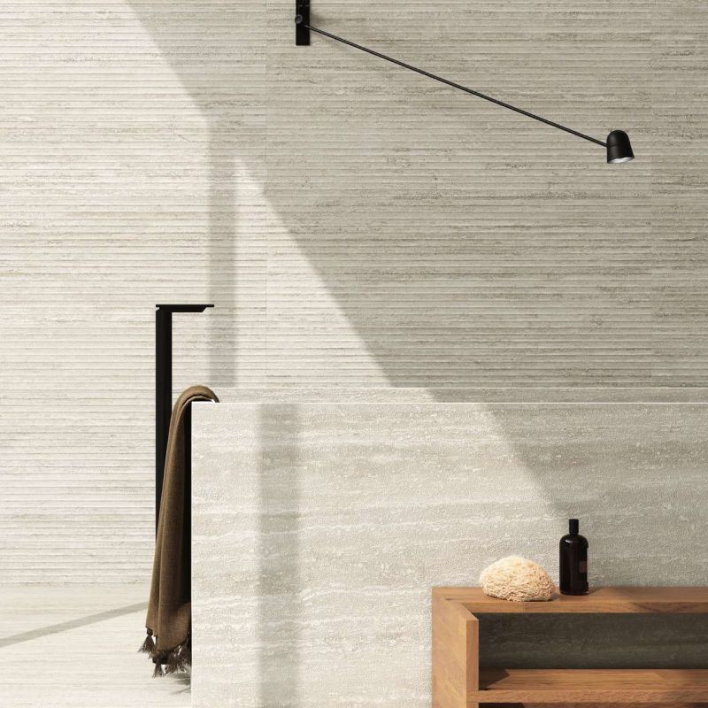 Verso Travertino White 3D Fluted & Natural